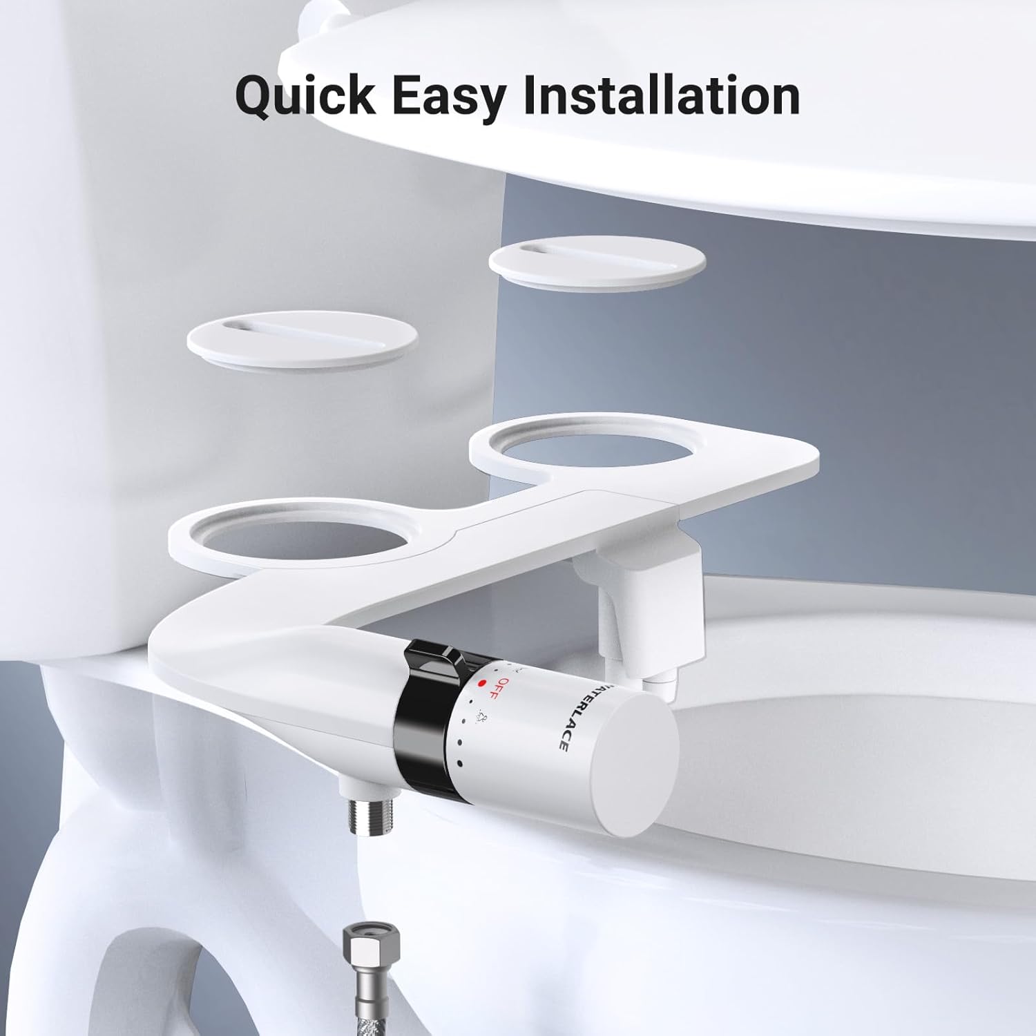 Bidet Attachment for Toilet, Dual NozzleBidet Toilet Seat, Non-Electric Ultra-Thin Bidets for Existing Toilets, Rear/Feminine Wash with Adjustable Water Pressure (Black)