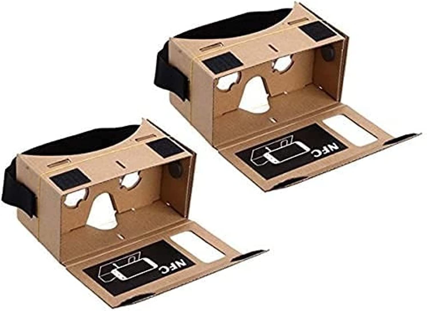 FBS® (2Pack) CardBoard, VR Headsets 3D Virtual Reality Glasses Box With Clear 3D Optical Lens & DIY Comfortable Head Strap Nose Pad For All 3-5.5" Inch SmartPhones (Upgrade 1.0 & 2-Pack)