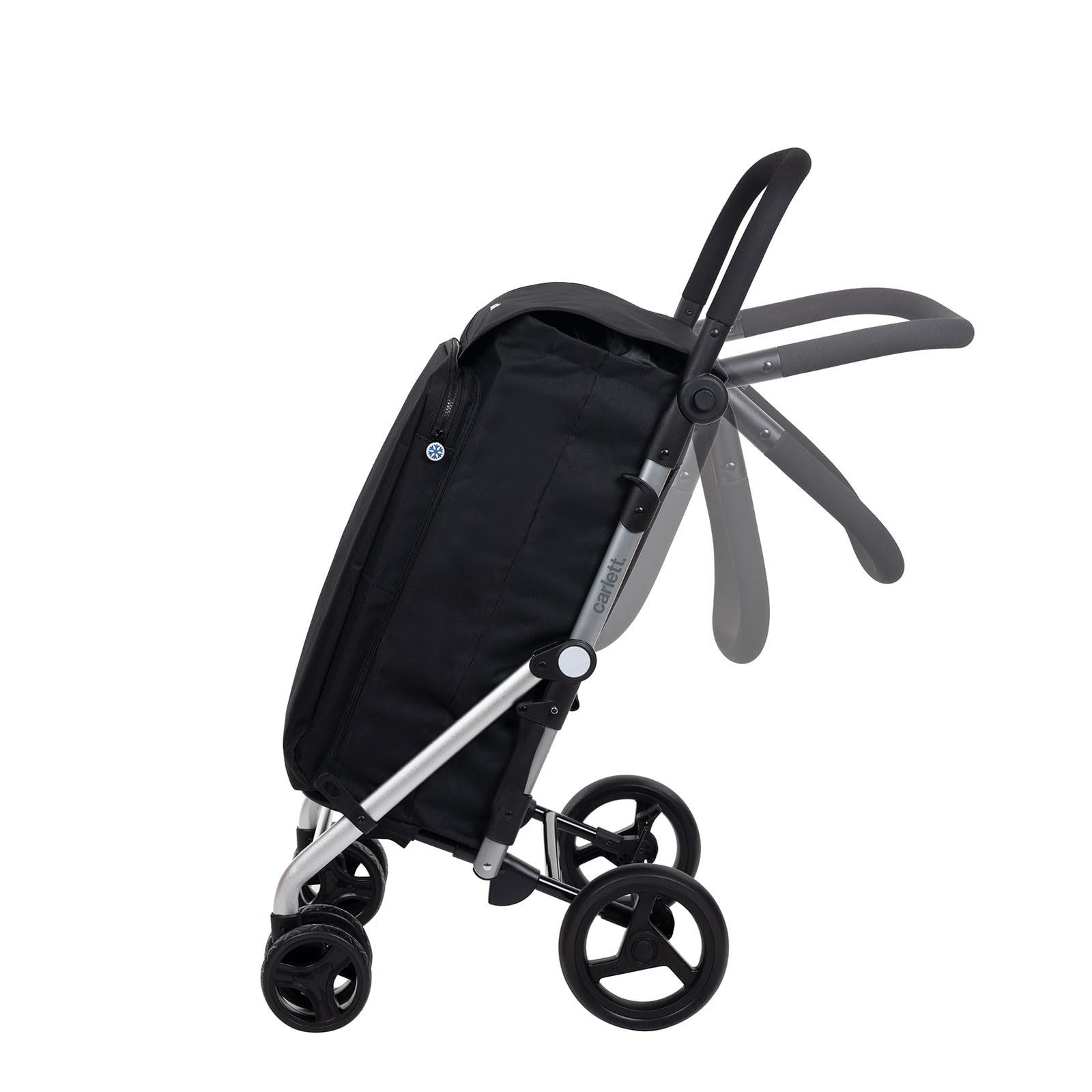 Carlett Einkaufstrolley Klappbar Groß 58L/68L Einkaufswagen Klappbar Mit Kühlfach, Bremse, 4 Räder, Abnehmbar, Griff Verstellbar, Shopping Trolley Foldable Shopping Cart XXL, Lite Family Volcano (68L)