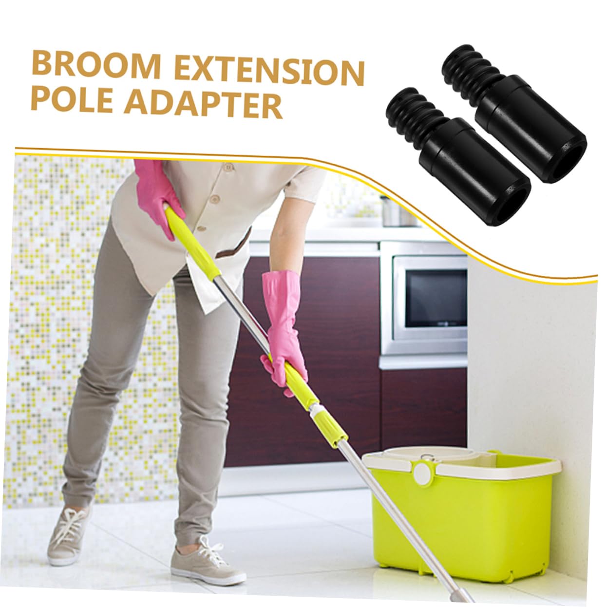 minkissy 2sets Plastic Thread Tip Threaded Tip Repair Kit for Mop Handle Pole 4pcs*2