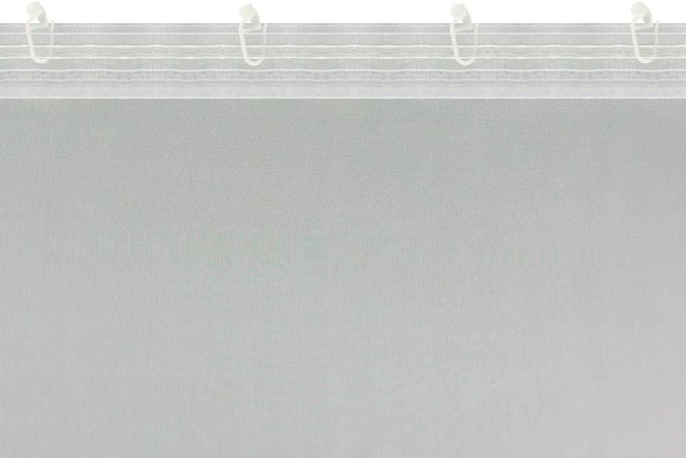 Maßgeschneiderte weiße Voile Store Gardine Design: “Montreal“, inklusive Kräuselband (Universalband), Vorhang nach Maß, Höhe 90-275 cm, Breite 1-12 Meter (Weiß, 235 x 1000 cm/HxB)