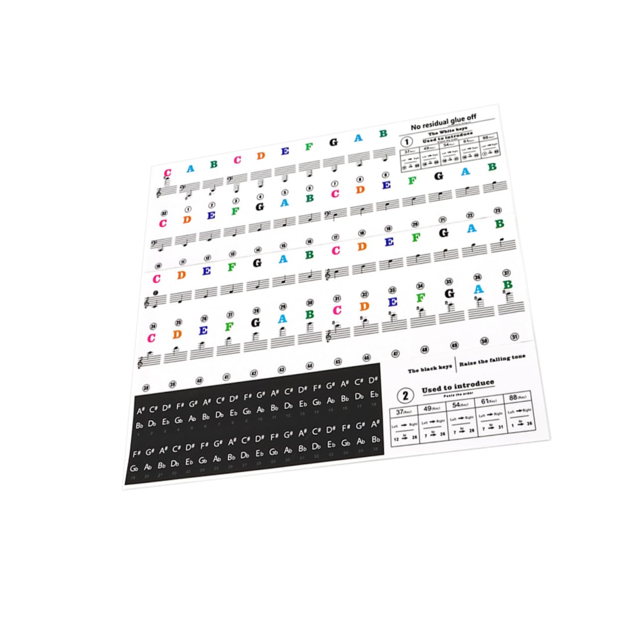 ERINGOGO Adhesive Piano Keyboard Labels 37/49/54/61/88 Key Stickers Roll for Music Instrument Supplies