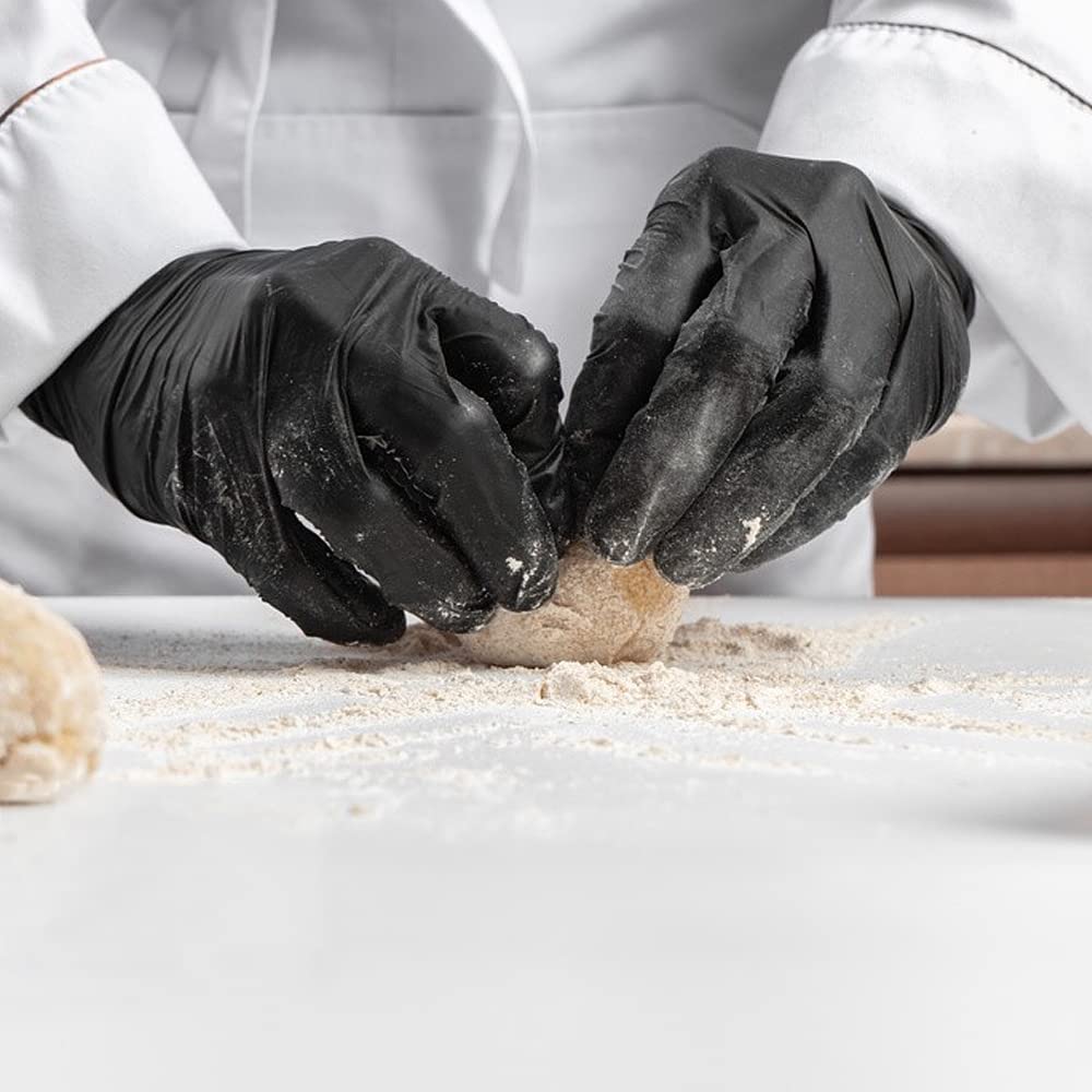 AGAG Guantes desechables de nitrilo negro, 100 unidades, 6 mil sin látex, guantes de nitrilo ultra fuertes, industriales, aptos para alimentos (XL)