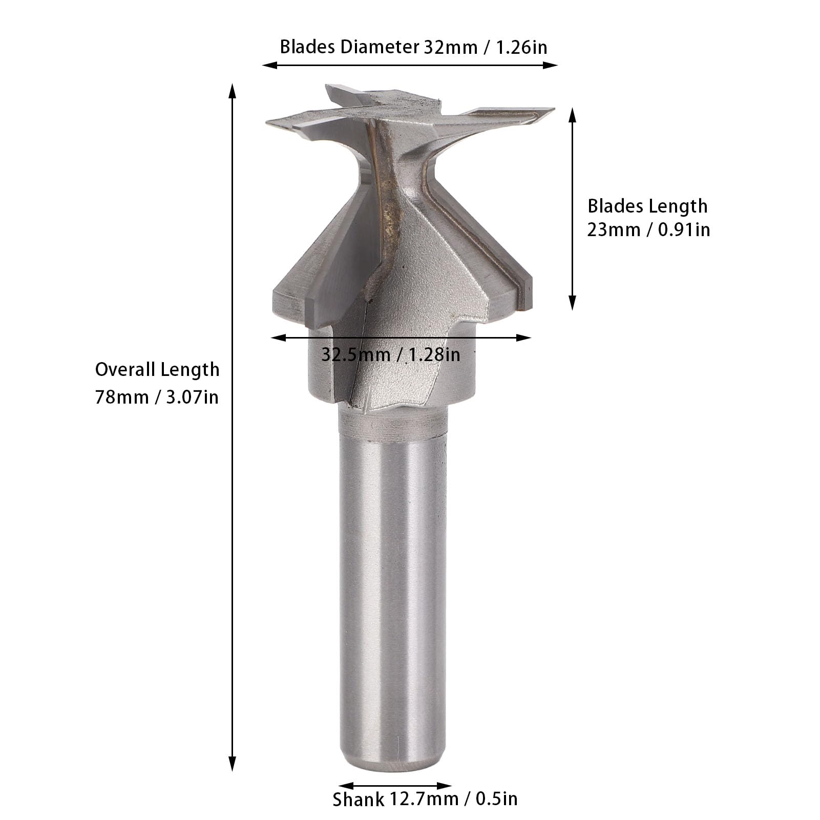 Fresa per Maschio e Femmina, Codolo 1/2 Pollice R18 3 Scanalature per Porte in Legno, Formatura a Passaggio Singolo, Spessore 10-20 Mm, per Materiali Multipli