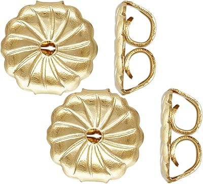 14K Yellow Gold Filled Earring Swirl Backs (Large Size 7.0x7.2mm) w/Anti-Tarnish (4Pcs/2Pairs)