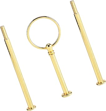Tower Serving Tray Handle Fruit Plate Cake Stand, Tall Tea Set Tiered Tower Display Cake Tray Serving Tray, Tea Party Graduation Birthday by Round Three-Layer Gold