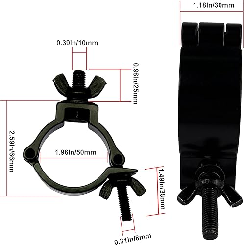 Miniatura 3 de Paquete de 6 luces de escenario O-Clamp de 2 pulgadas, abrazaderas de luz de aluminio de 2 pulgadas, apto para tubo de 1.890-2.008 in de diámetro