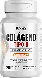 Colágeno Tipo 2 Não Desnaturado c/Curcumina 120 Cápsulas 500mg Suplemento Alimentar Cápsulas Sem Glúten