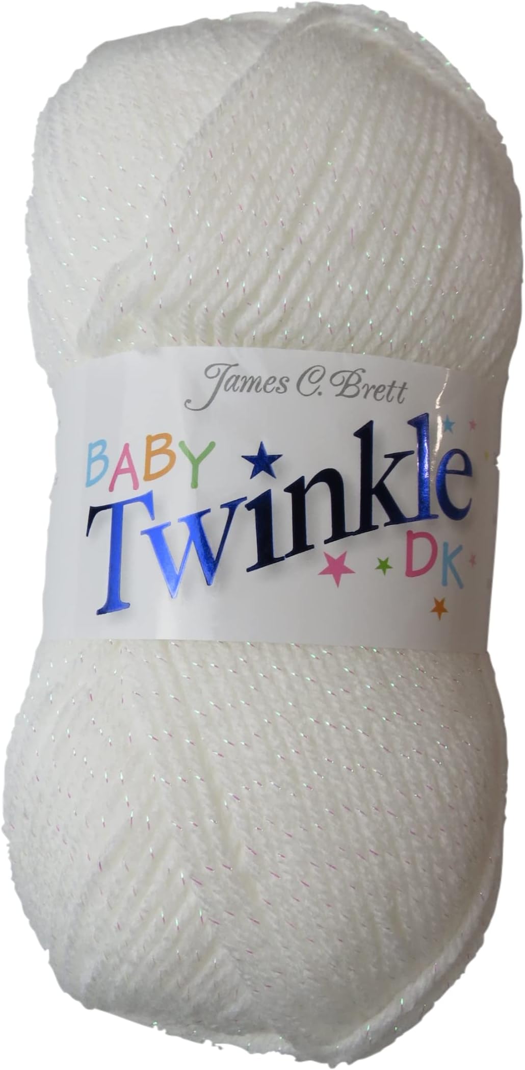 James Brett Twinkle Baby DK Double Knitting Wool Super Soft Glitter Yarn (Shade BT1), White