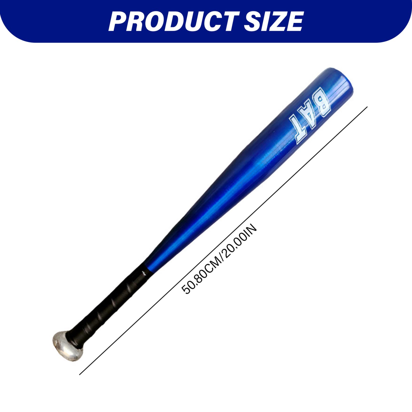 Baseballschläger, 20 Zoll, tragbar, robust, aus Aluminiumlegierung, leicht, für das Training im Freien, Baseballschläger aus Metall, Metall-
