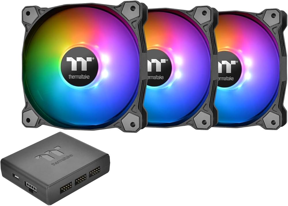 Thermaltake Pure Plus 12 RGB TT Premium Edition 120mm Software Enabled Circular 9 Controllable LEDs RGB PWM Case Radiator Fan 3Pack - View 1