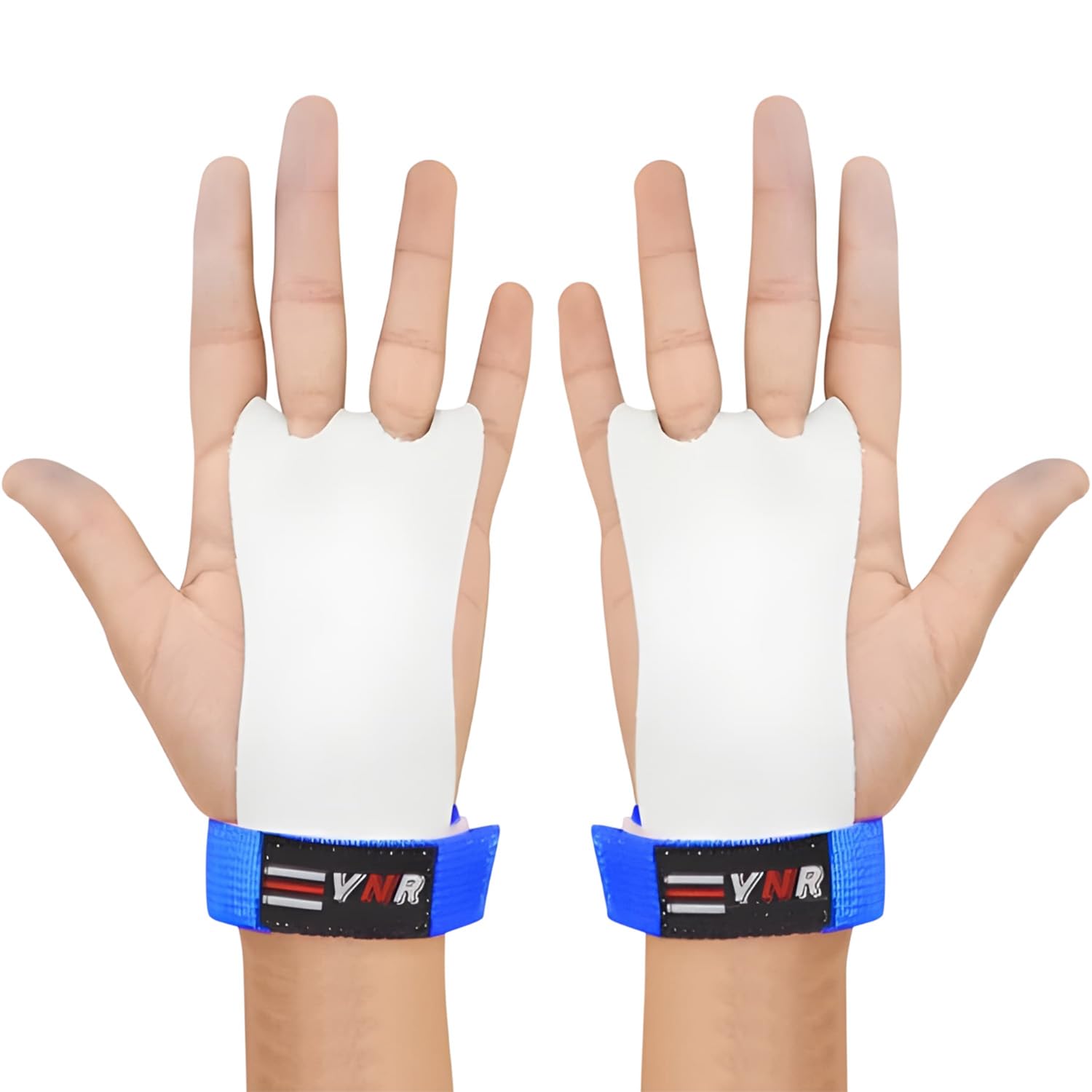 YNR Gymnastics Palm Hand Guards - Gymnastic Bar Loops, Palm Protection Guards, Deadlift & Weight Lifting Straps, Hand Wrist Strap for Weight Lift, Soft, Flexible & Easy to Wear | Blue (XS)