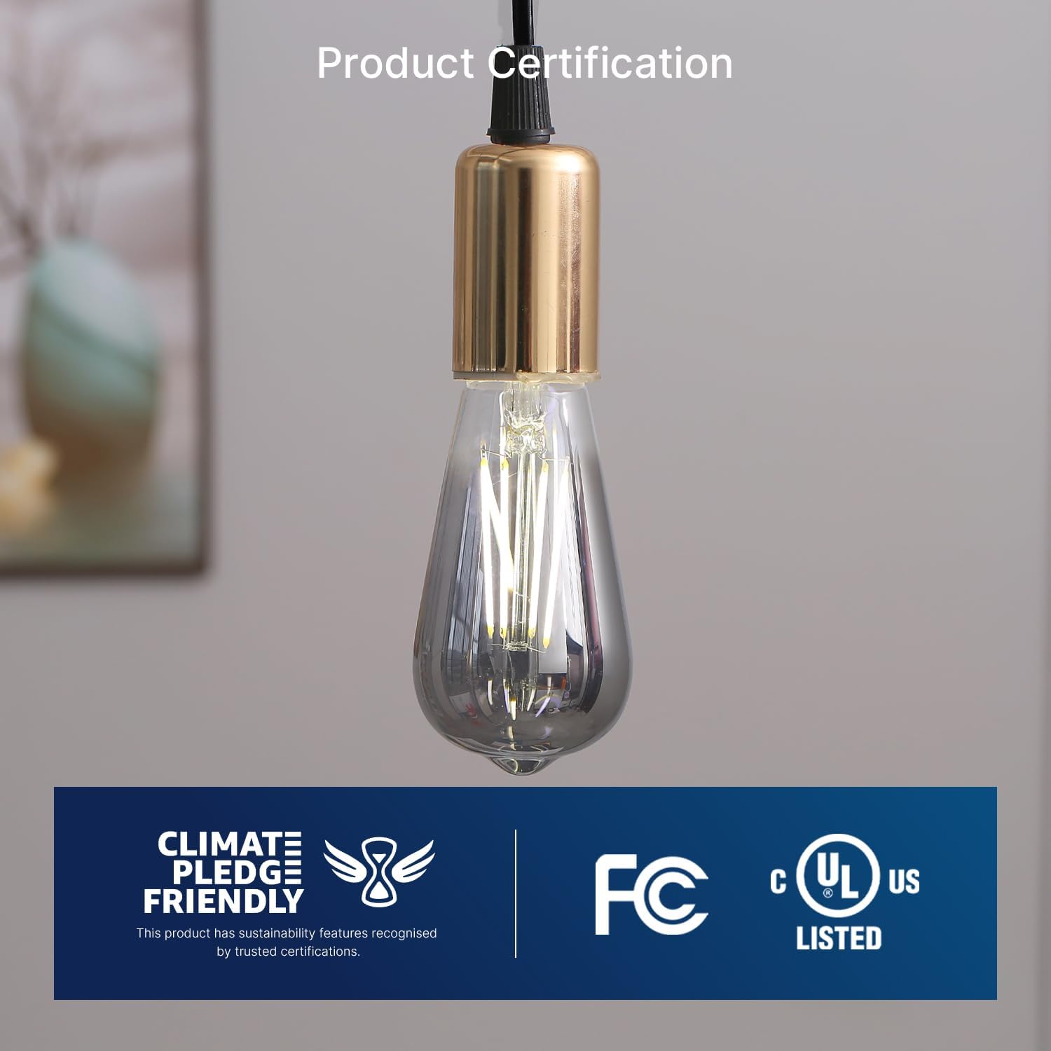 FLSNT LED Edison Bulbs, 5000K White Light Dimmable ST19 LED Light Bulbs, E26 Base,4W(40W Equivalent), CRI82+, 150LM, 6 Pack, Smoky Grey Glass