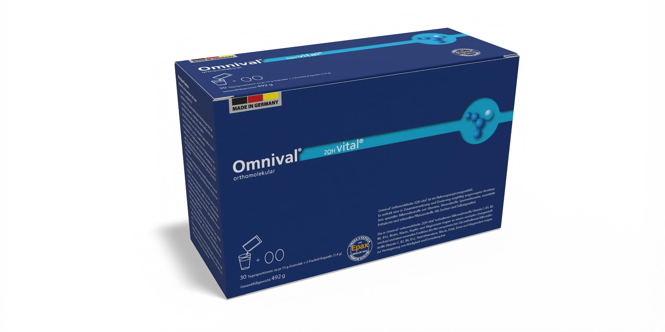 Vital - Granulat & Fischöl Kapseln, Vitamin-Mineralstoff | Immun Komplex gegen Müdigkeit und Erschöpfung, Orthomolekulares Nahrungsergänzungsmittel, Immunsystem (30 Tage)