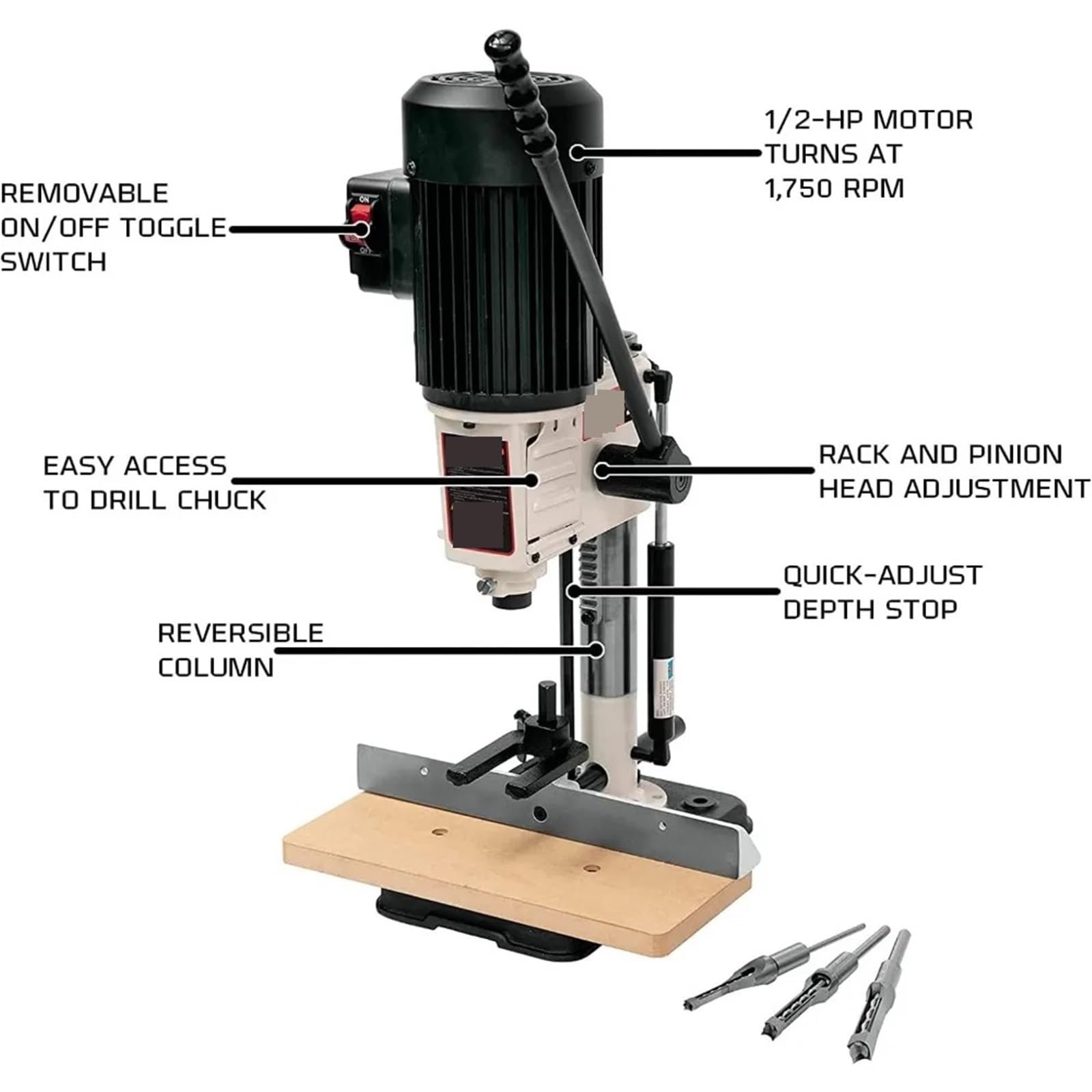 Trapano da Banco, Mortasatrice da banco, scalpello 1/2", corsa 4-3/4"