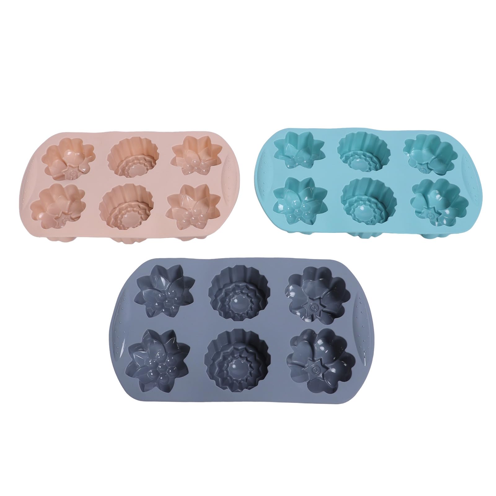 BTSEURY 3pcs Muffin Pan Anti Stick Heat Silicone Microwave Dishwasher Muffin Baking Pan for Cake Kitchen