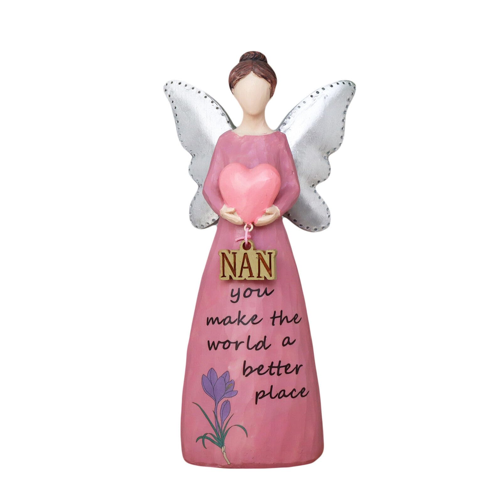 Darthome Pink Nan Angel Figurine Resin You Make The World A Better Place Love Heart Fairy