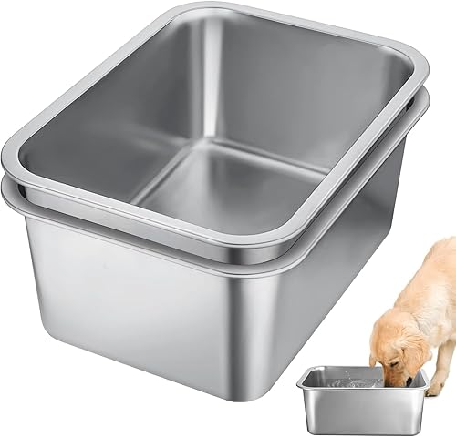 2 cuencos de agua extra grandes para perros de 3 galones, cuenco de acero inoxidable duradero y reutilizable, cuenco de agua y comida de alta