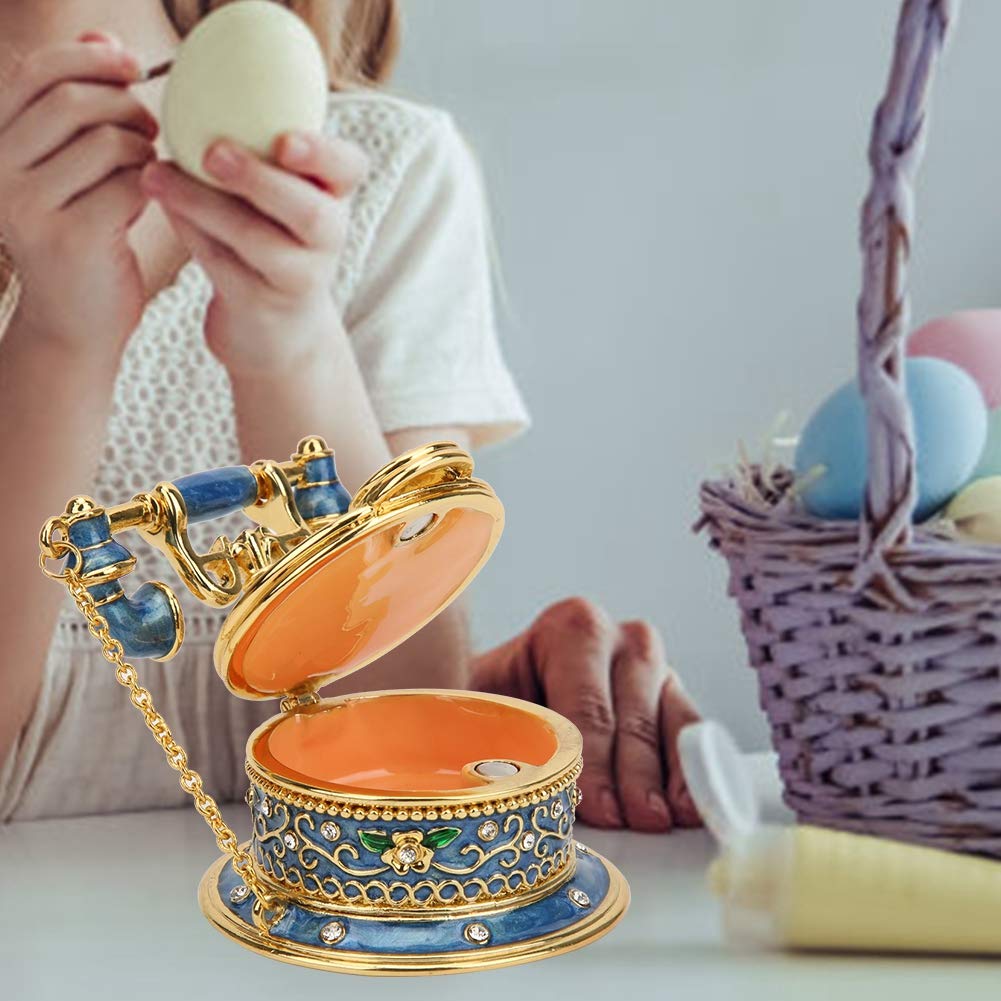 Trinket Boxes, Retro Telephone Model Zinc Alloy Trinket Vintage Enamel Telephone Figurine Craft Decoration