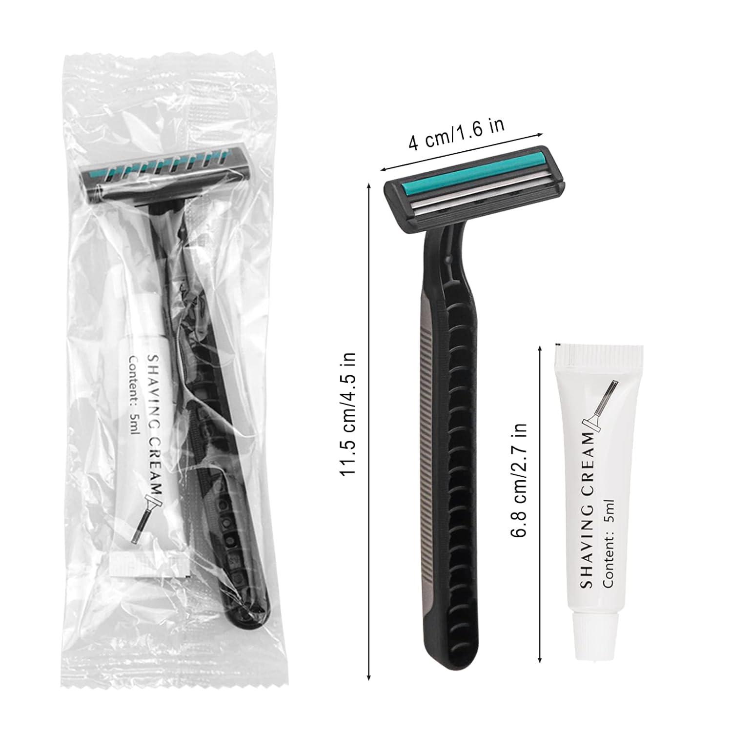 Disposable Razors In Bulk, Bulk Razors With Knife Cap, Gray, Individually Packaged Disposable Razors Bulk With Shaving Cream For Hotels, Homeless, Nursing Homes, Charities (Pack-60) - Image 7