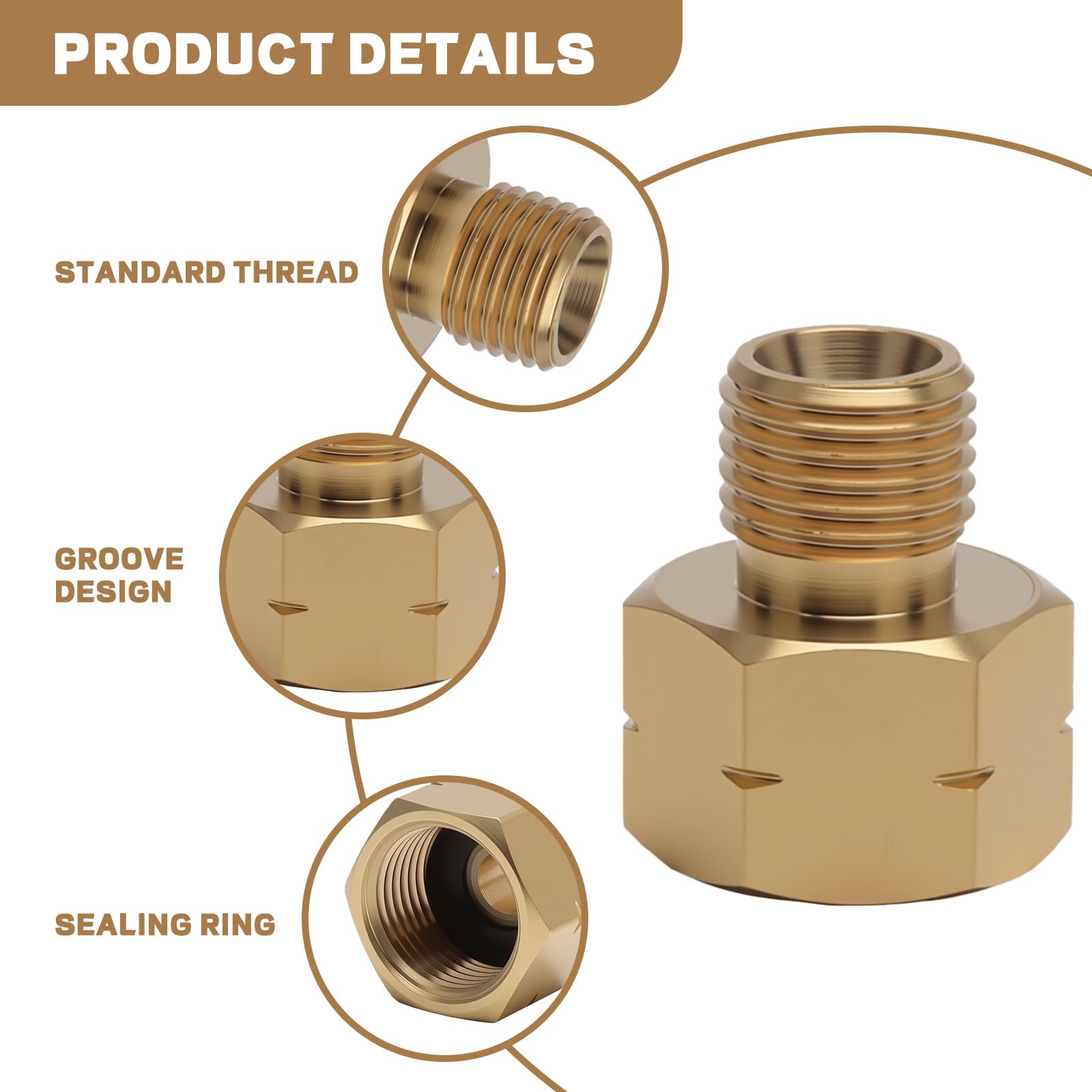 Adaptateur Bouteille Gaz 2 Pièces 3/8 Femelle vers 1/4 Mâle GAZ L – Raccord Laiton LPG avec Bande Étanchéité PTFE – Connecteur Réducteur Tuyau Propane Butane pour Barbecue Camping Cuisinière