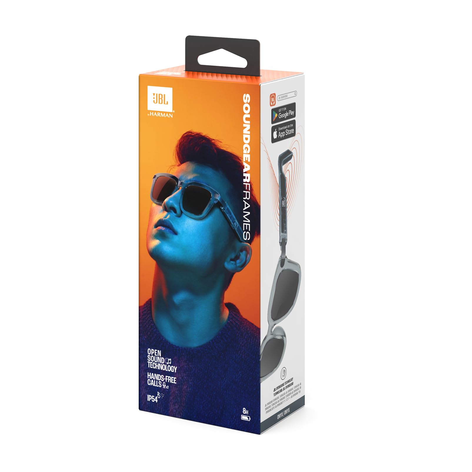 J.B.L Soundgear Frames Square Slim, Stylish Sunglasses, OpenSound technology, two mics for hands-free calls, and 8 hours of playtime(Onyx) - Original
