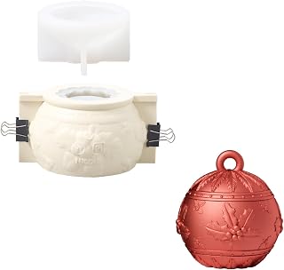 Large Christmas Light Candle Vessels With Lid Silicone Molds, Ball Candle Jar Moulds for Jesmonite Concrete Cement Gifts (SH1123-1-2)