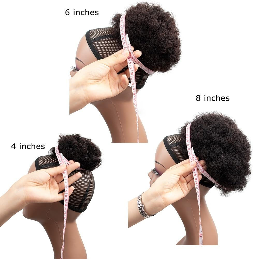 sztuczne włosy kok Afro Puff Bun Hair Piece 4 6 8 cali Kinky Curly Human Hair Drawstring Ponytail Hair Extensions Akcesoria do włosów(6Inches)