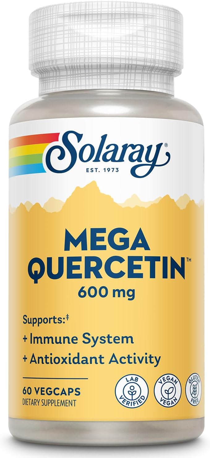 SOLARAY Mega Quercetin with Bromelain, Vitamin C and Bioflavonoids - Antioxidant and Immune Support Supplement, Hearth Health and Blood Pressure Support - Vegan, 60-Day Guarantee, 60 Serv, 60 VegCaps