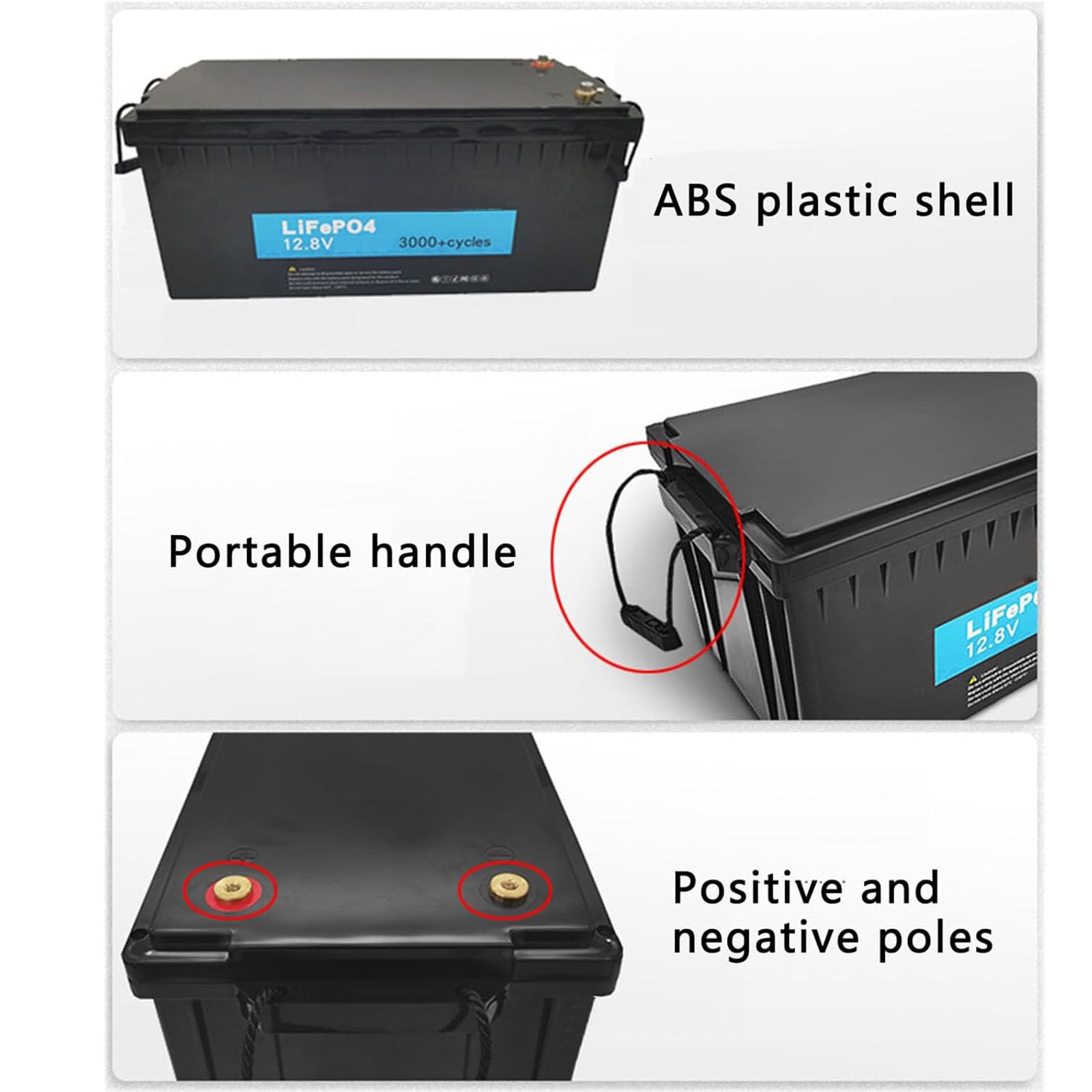 Batterie Lithium-Fer-Phosphate 12,8V Lifepo4 12Ah 18Ah 30Ah 50Ah 100Ah 150Ah 200Ah 280Ah Batterie Lithium-ION avec BMS Intégré pour Camping-Cars Et Lampes Solaires
