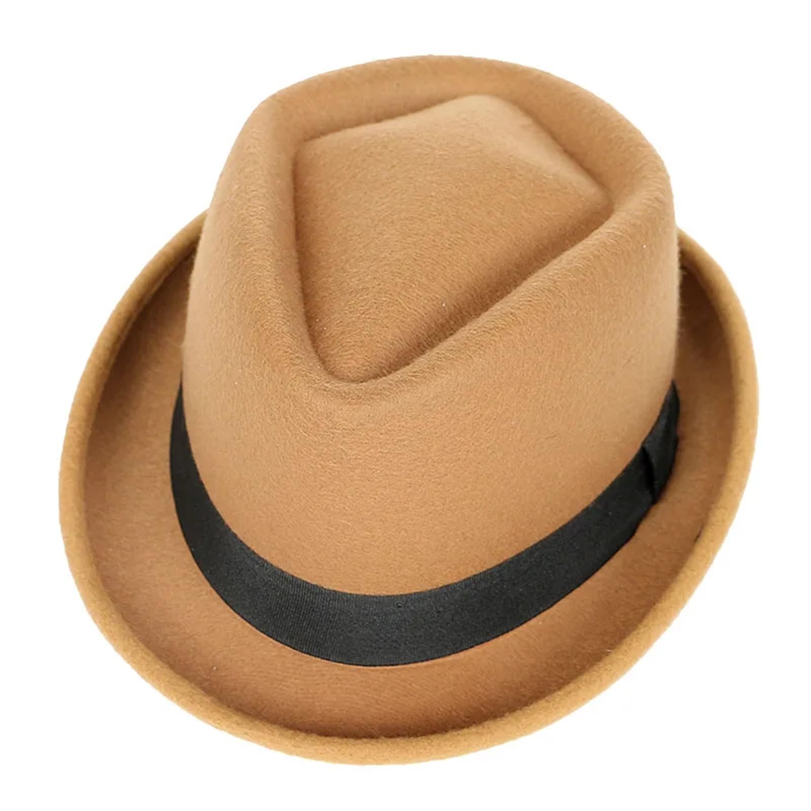 Cappello a Cilindro Cappello Classico da Uomo Cappello Invernale Solido a Maniche Corte Jazz Cappello a Cilindro Nero da Uomo in Feltro(Khaki)