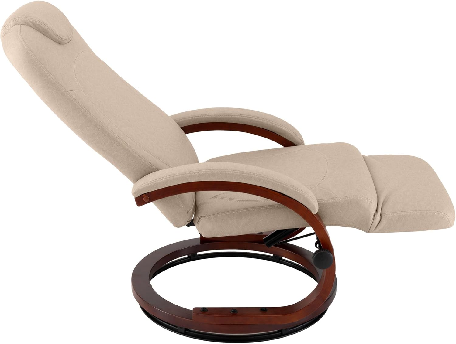 Camper Comfort 25'' RV Euro Chair Recliner with Footrest, Manual Recline, 360° Swivel, Wood Base (1, Cappuccino)