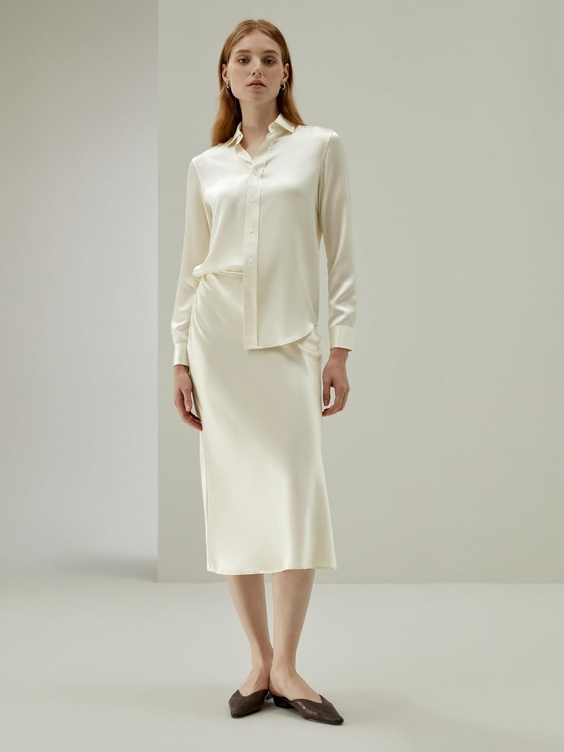 LilySilk Women Silk Midi Skirt High Waisted Split Long Skirt for Ladies Spring Summer - Image 4