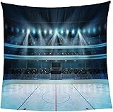 Tizhweqo Kuscheldecke Flauschig 180x200 cm Eishockey-Arena Flanell Fleecedecke 3D Eishockey-Arena Wohndecke 200x180 cm Weich Wohndecken Kuscheldecken Sofadecke Couch Blanket Warme Decke 7944p