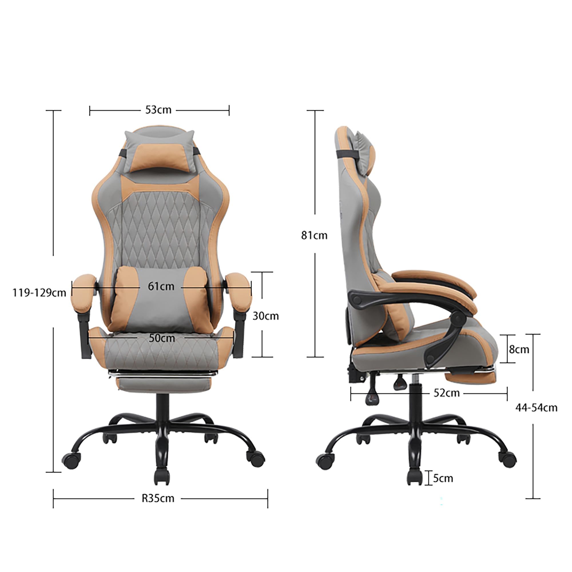 Silla de gaming ergonómica con soporte lumbar, cojín cervical y reposapiés, silla giratoria de altura ajustable con respaldo reclinable para oficina en casa, oficina y transmisión en vivo