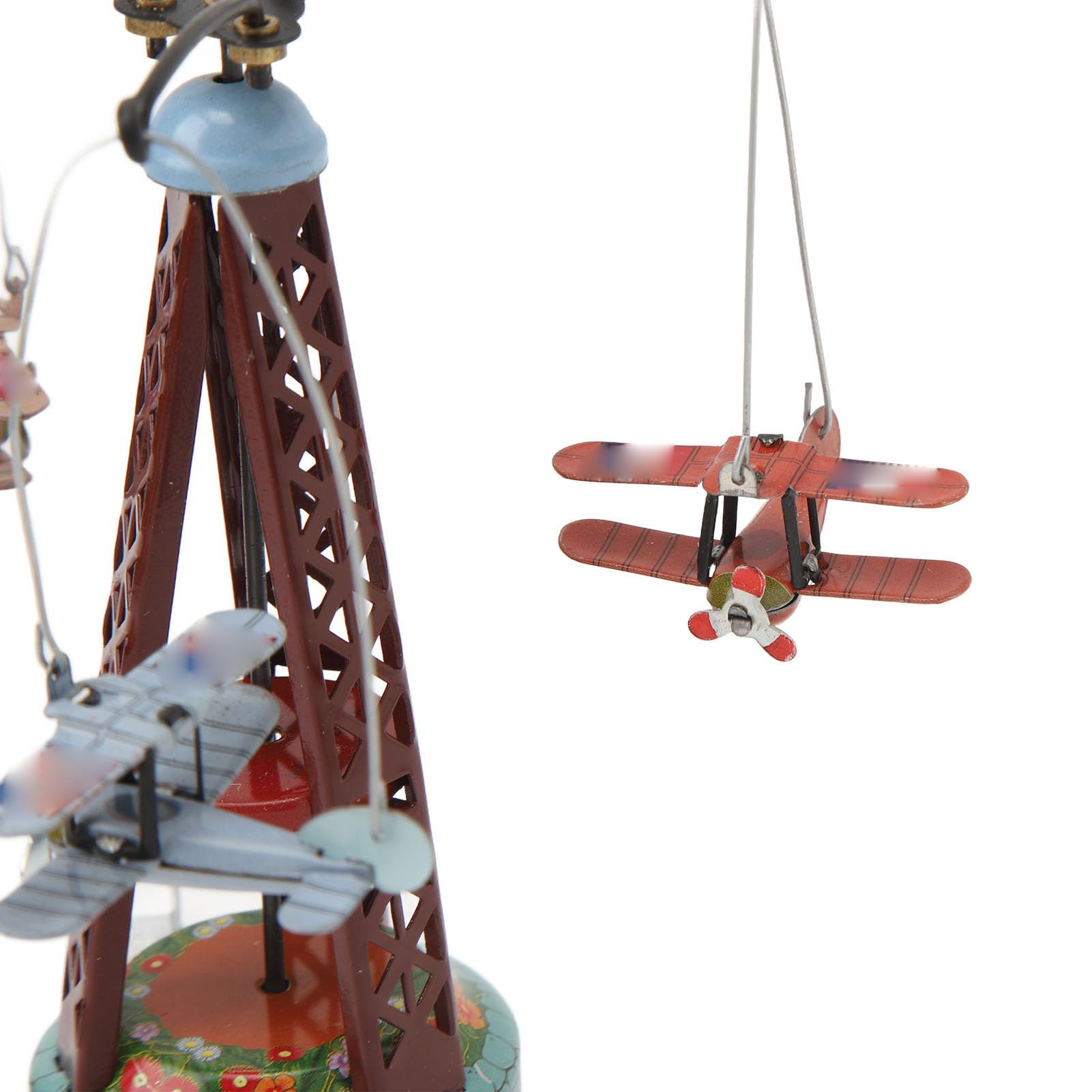 Doppeldecker Rotierendes Spielzeug aus Weißblech, Nostalgie, Rotierendes Flugzeugspielzeug, Rotierendes Doppeldecker-Ornament