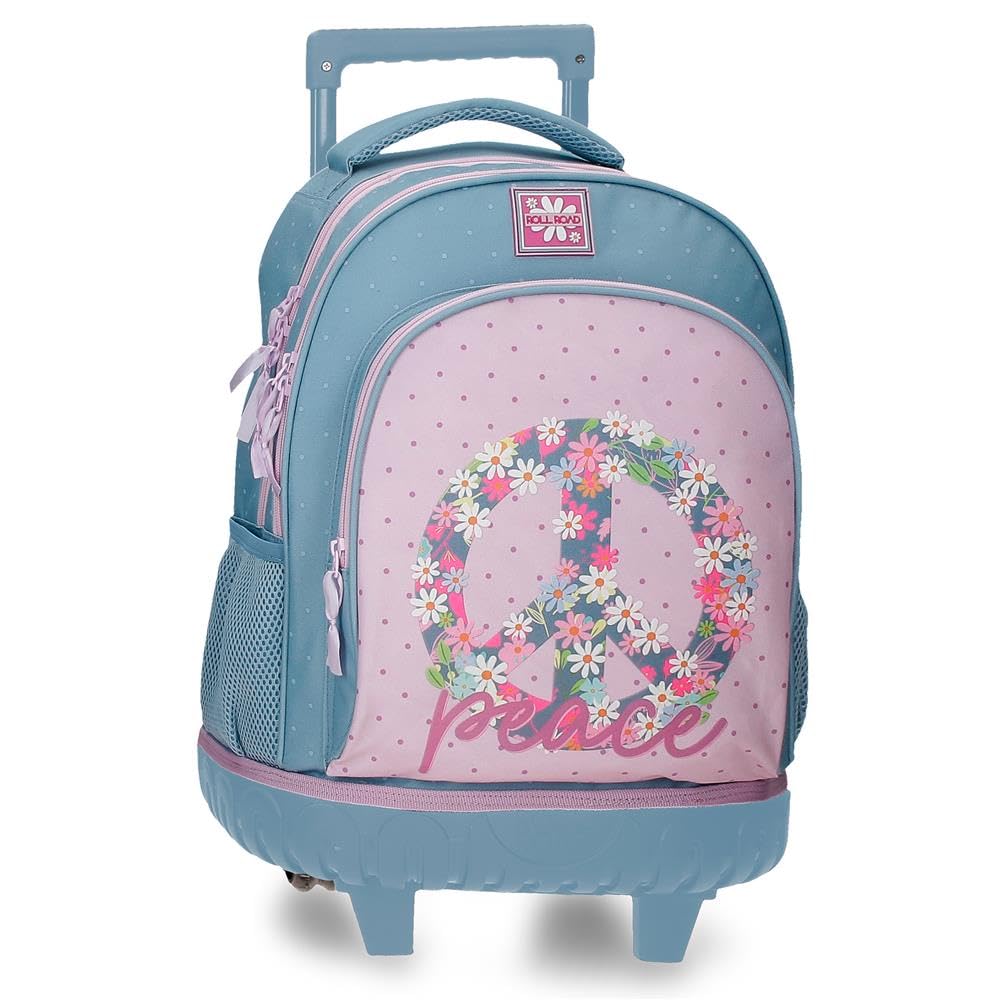 ROLL ROAD ROLL ROAD Peace Polyester Schulrucksäcke rosa & blau