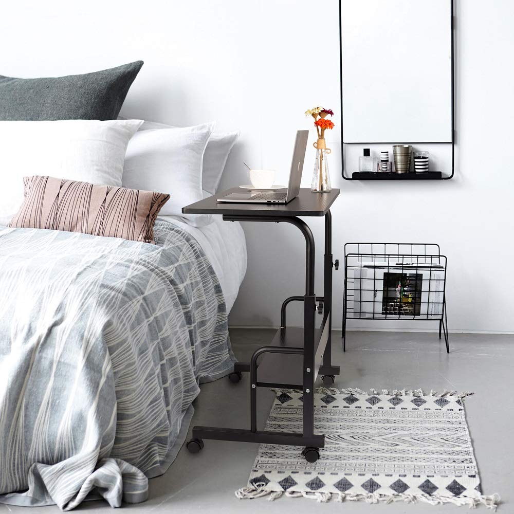GAJOO Mobile Side Table Mobile Laptop Desk Cart 23.6 Inches Tray Table