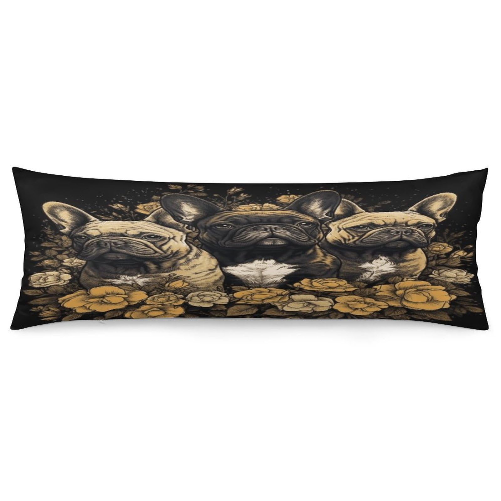 Three French Bulldogs Throw Pillow Cover Soft Pillow Case Decorative Lumbar Pillow Cover Cozy Throw Pillowcase Polyester Rectangular Cushion Case Decor for Couch Sofa Bed