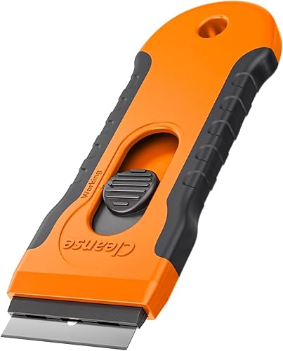 Rascador de cuchillas de afeitar con 15 cuchillas adicionales: herramienta de limpieza multisuperficie para vidrio, estufas de cerámica, hornos,