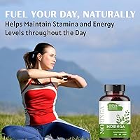 Vista 7 de Cápsula de Moringa de 1000 mg (120 cápsulas), cápsulas de polvo de moringa hechas de polvo de hoja de moringa orgánica Nutrición integral sin OMG