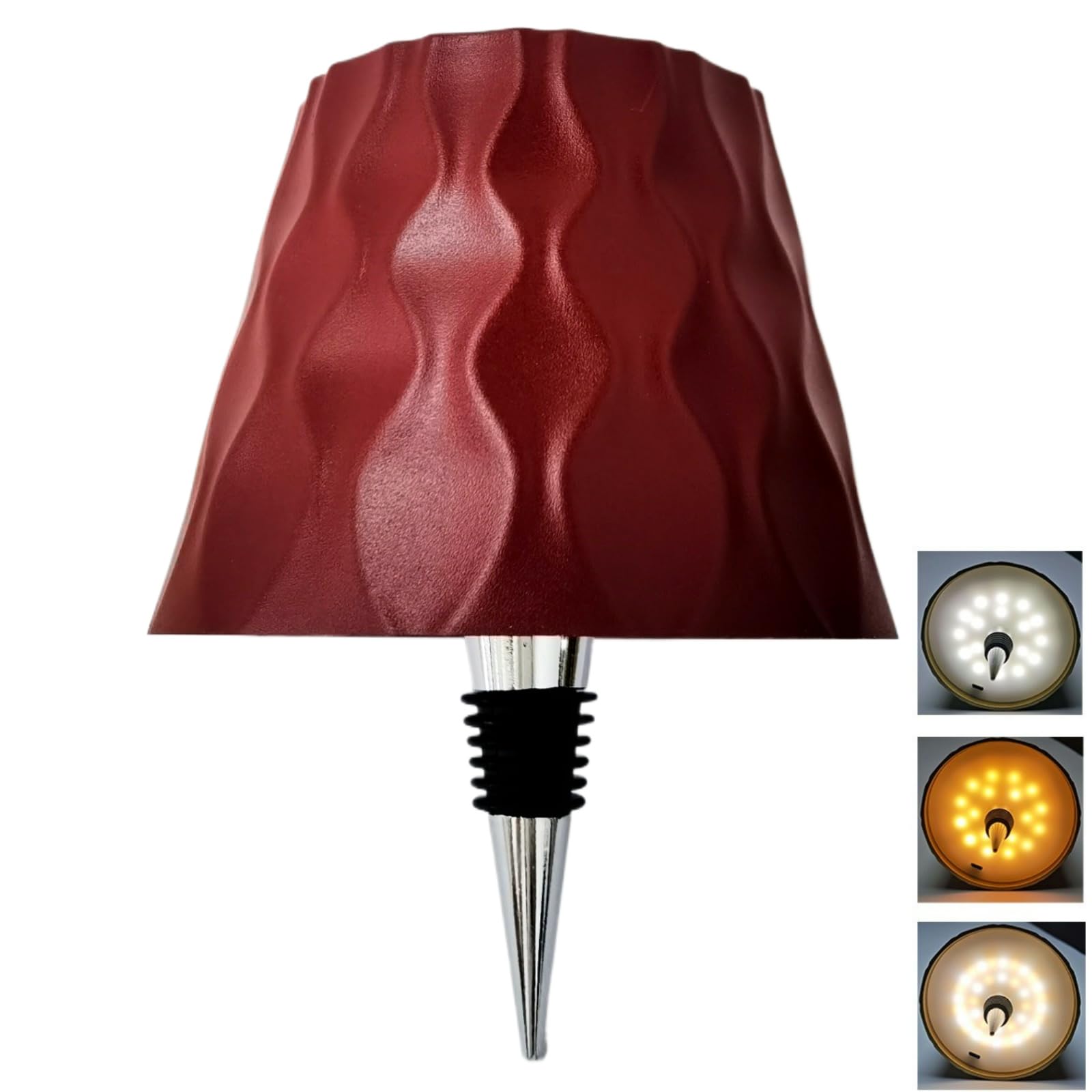 Wine Bottle Lamp, LED Rechargeable Wireless Bottle Lamp Shade for Liquor Bottles 3 Color Dimmable Table Lamp with Touch Control for Bars, Restaurants, Bedrooms & Outdoor (Red)