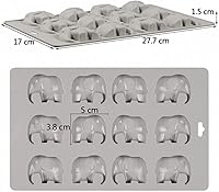 Vista 2 de Molde de silicona para caramelos de chocolate y elefante, 12 cavidades, molde de bomba de grasa gomosa, resina de arcilla, mini molde de crayón
