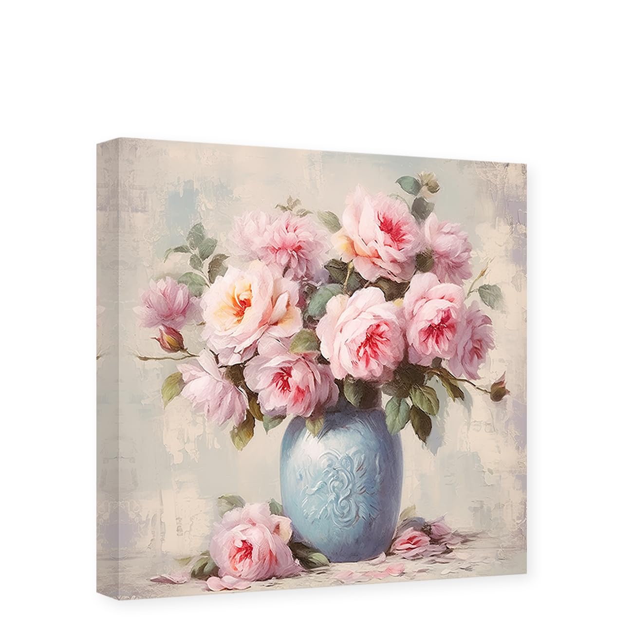 CCWACPP Pink Peony Canvas Wall Art Floral Pictures Wall Decor Flowers in a Vase Painting Print Farmhouse Bedroom Decor Frame (Peony - 2, 24.00" x