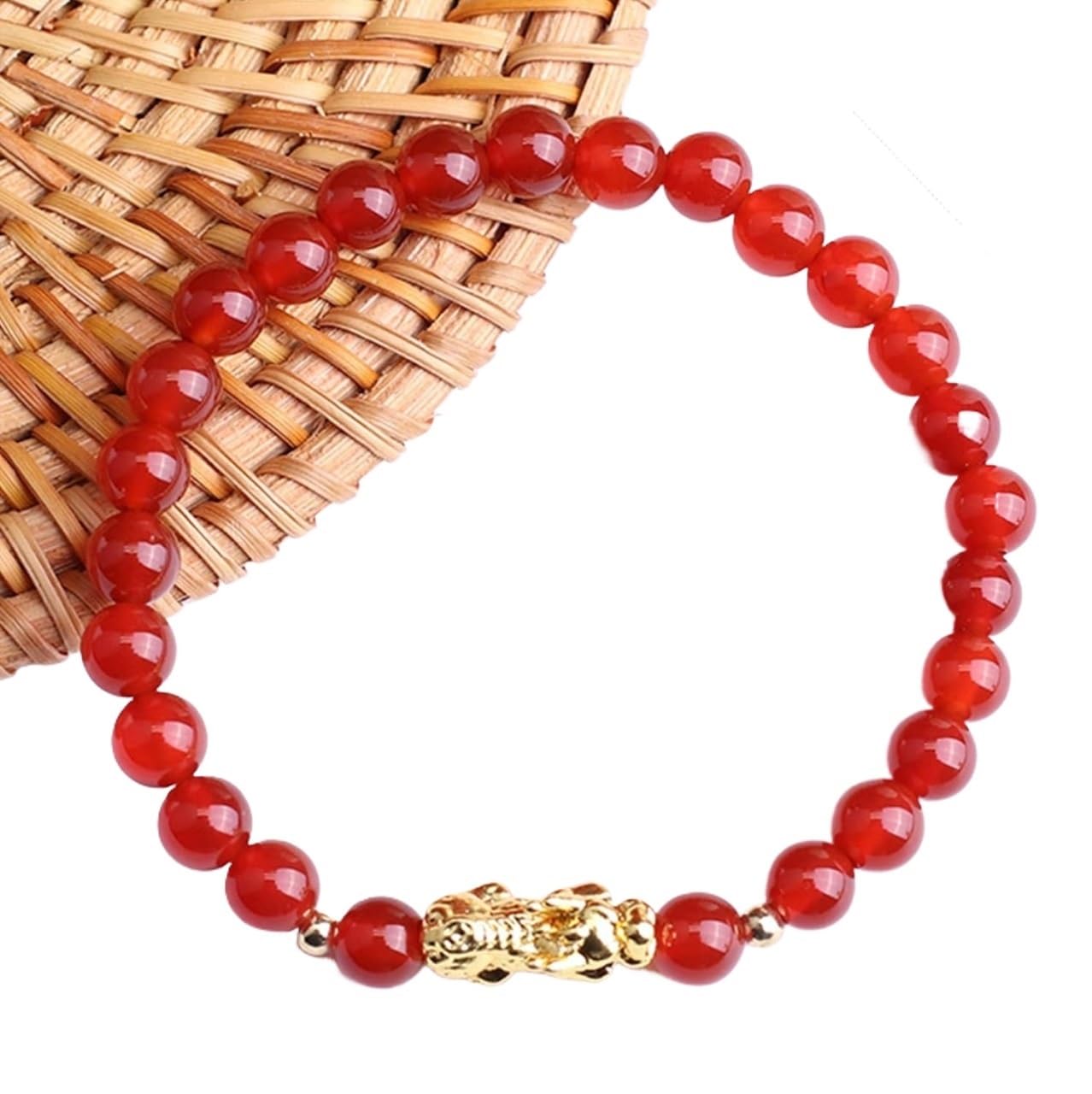 Nzpost Men's Pi Xiu Bracelet, Natural Lucky Cat Cattle Crystal Bracelet Wealth Amulet Spiritual Charm Gems Bang