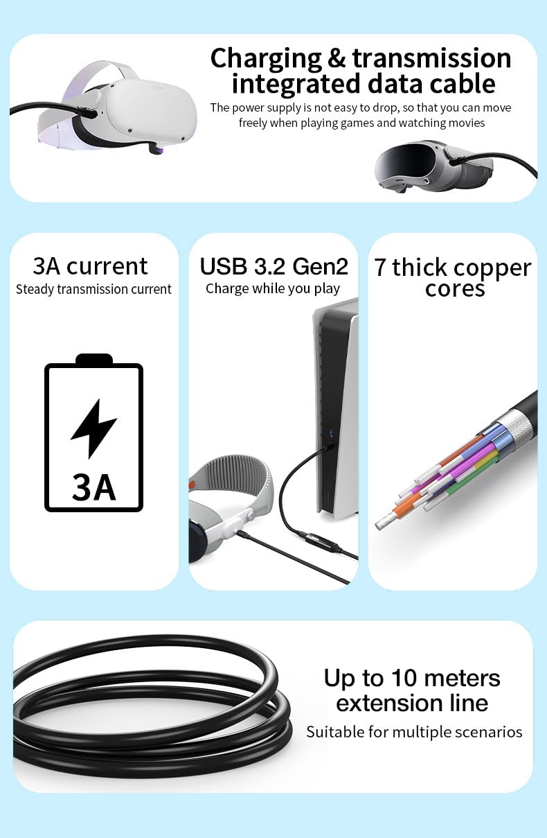 USB-C Active Extension Cable 10m USB 3.2 Gen 2 10Gbit/s Double Shielding Aluminum Housing Black