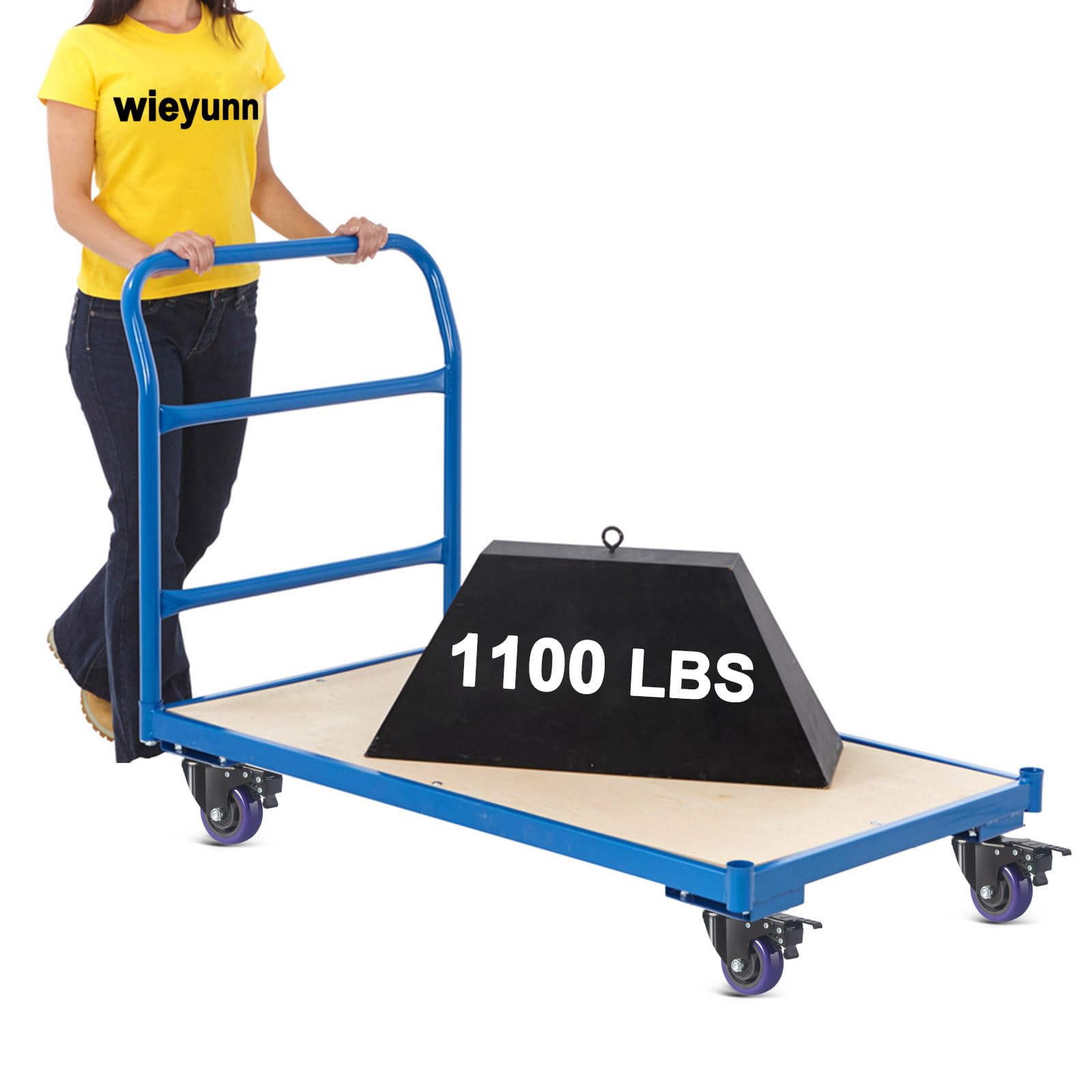 3 inch Caster Wheels Set of 4 1100lbs, Heavy Duty Casters with Brake, No Noise Polyurethane Swivel Casters Wheels for Furniture,Workbench,Cart,Trolley(2 Hardware Kits)