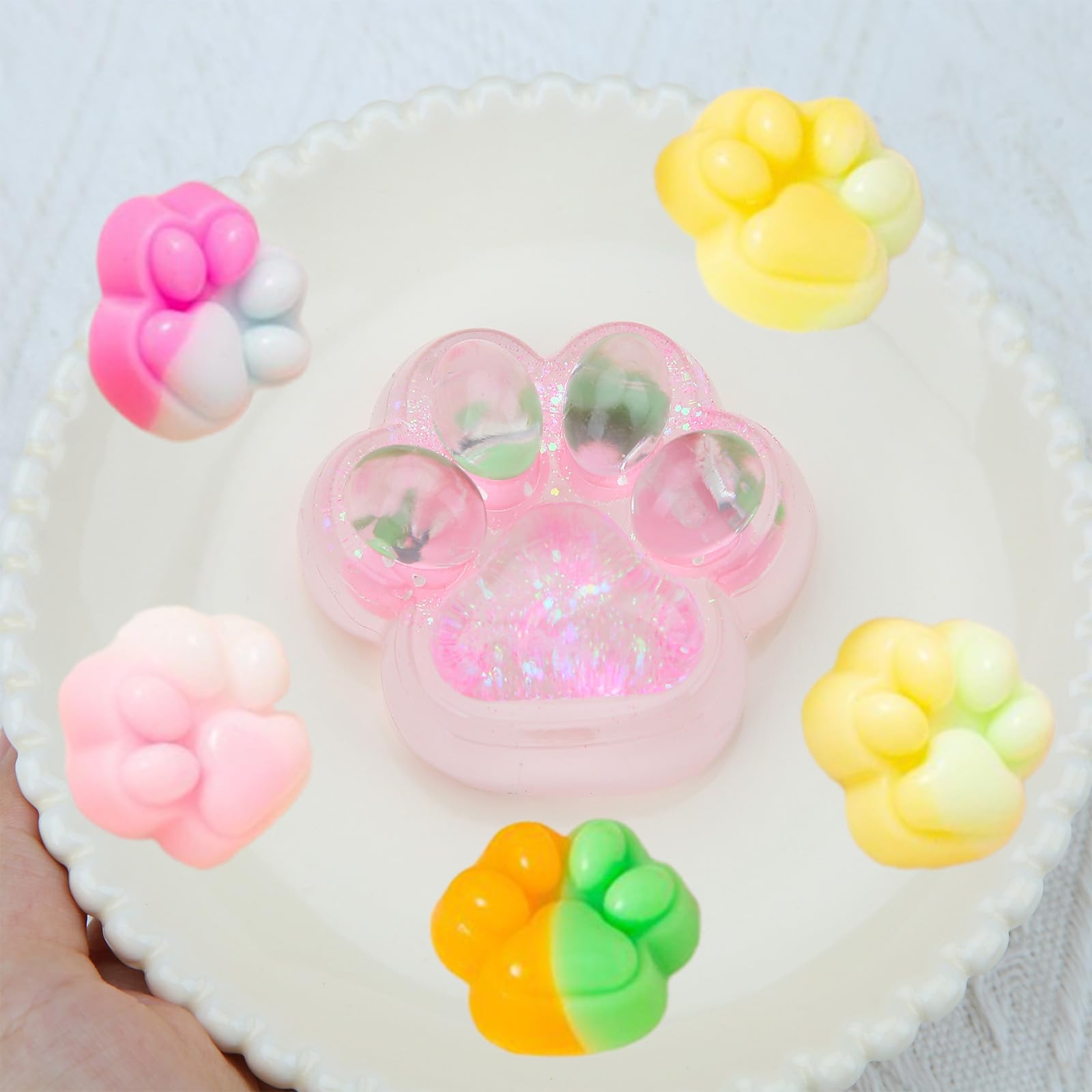 Set De 4 Squishys Taba – Cacahuète, Pomme, Patte De Chat, Pastèque – Anti-stress Doux Et Silencieux – Pour Adultes
