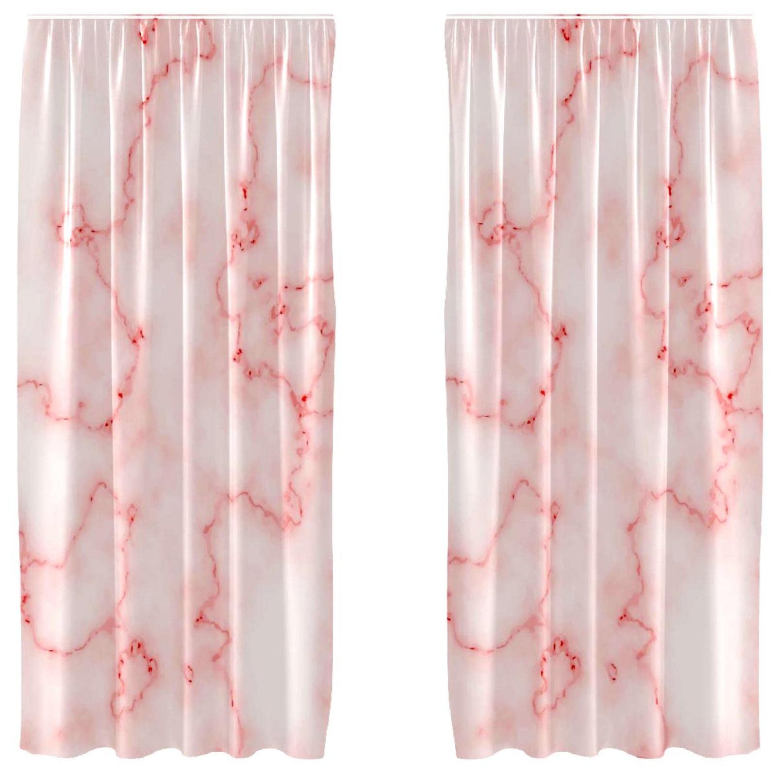 Rideaux occultants haut de gamme motif marbre rose en microfibre douce | 2 panneaux