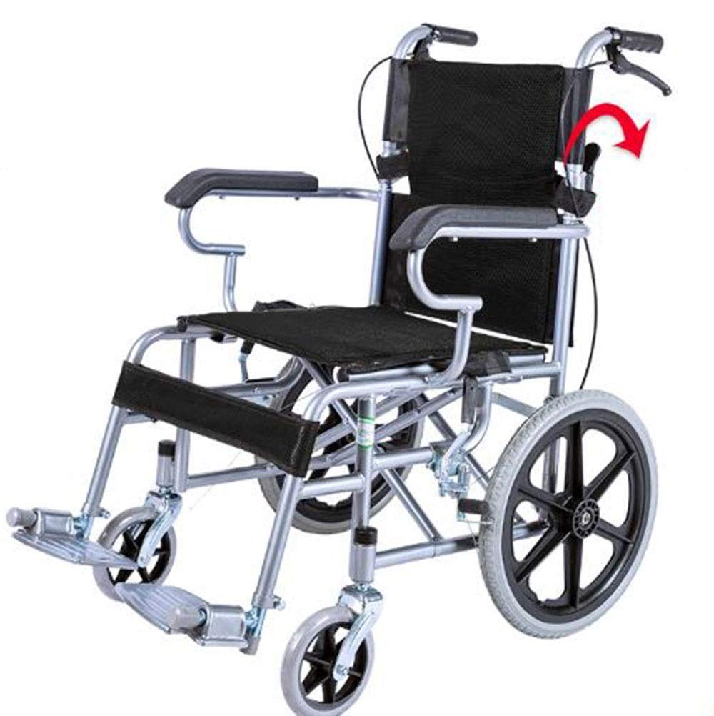 Silla de ruedas Scooter Manual, Plegable Ultraligero Viaje Discapacitado/Personas Mayores Carro Scooter Transporte, Portátil